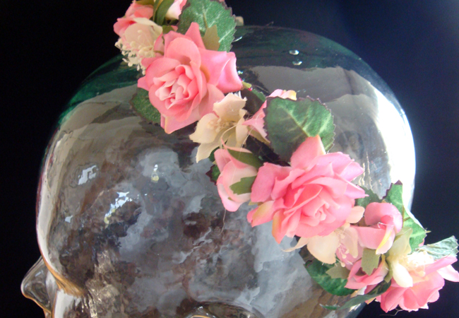 Corona de flores para niñas de arras en tonos rosas