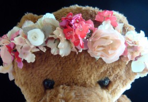 Corona de flores para niñas de arras en diferentes tonos rosas